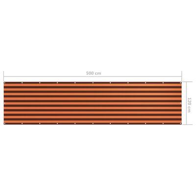 vidaXL Balkongskjerm oransje og brun 120x500 cm oxfordstoff