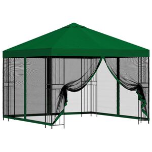 vidaXL Hagepaviljong med sidevegger 3 x 3 m Gr&oslash;nn Polyester og st&aring;l