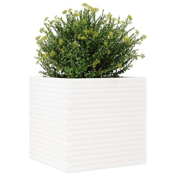 vidaXL Plantekasse hvit 70x70x68,5 cm heltre furu