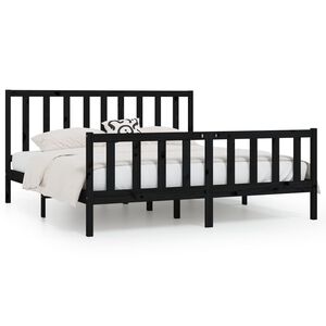 vidaXL Sengeramme svart heltre 200x200 cm