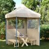 vidaXL Sammenleggbart partytelt pop-up med 2 sidevegger beige