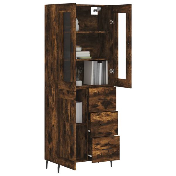 vidaXL Highboard r&oslash;kt eik 69,5x34x180 cm konstruert tre