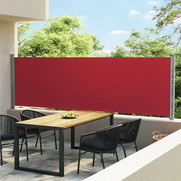 vidaXL Uttrekkbar sidemarkise 140x600 cm r&oslash;d
