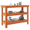 vidaXL Arbeidsbenk med hylle Voksbrun 110,5 x 50 x 80 cm Heltre furu