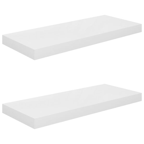 vidaXL Flytende vegghyller 2 stk høyglans hvit 60x23,5x3,8 cm MDF