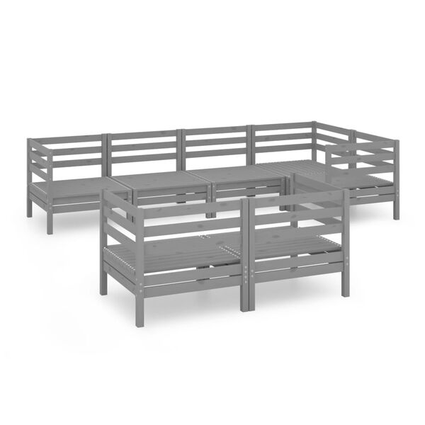 vidaXL Hagesofagruppe 7 deler gr&aring; heltre furu