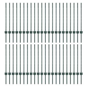 vidaXL Gjerdep&aring;le 44 pcs gr&oslash;nn 120 cm St&aring;l