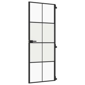 vidaXL Innerd&oslash;r slank svart 76x201,5 cm herdet glass og aluminium