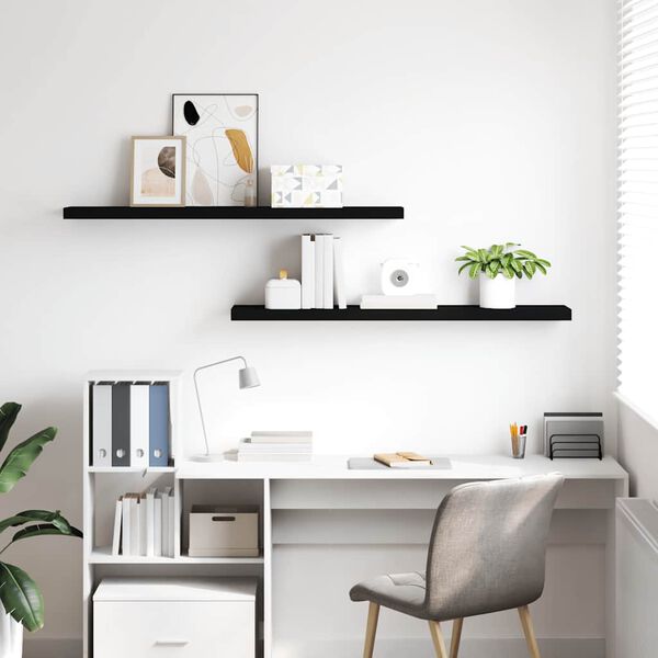 vidaXL Flytende vegghyller 2 stk svart 120x23,5x3,8 cm MDF