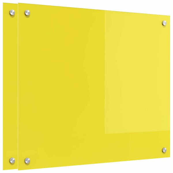 vidaXL Kjøkkenbakplate 2 pcs Gul 70 x 60 cm herdet glass