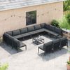 vidaXL Hagesofa Set med pute 14 pcs Svart St&aring;l