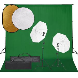 vidaXL Fotostudiosett med lyssett, bakgrunn og reflektor