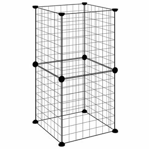 vidaXL Dyrebur 8 paneler svart 35x35x70 cm st&aring;l
