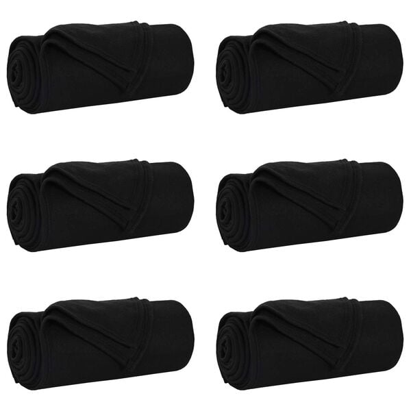 vidaXL Kastepledd 6 pcs Svart 200 x 150 cm Fleece