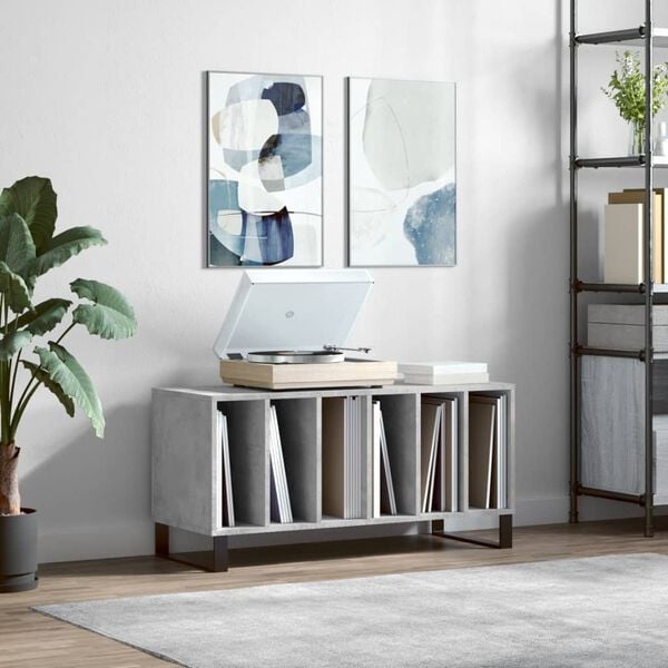 vidaXL Hifi-benk betonggr&aring; 100x38x48 cm konstruert tre