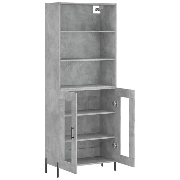 vidaXL Highboard betonggr&aring; 69,5x34x180 cm konstruert tre