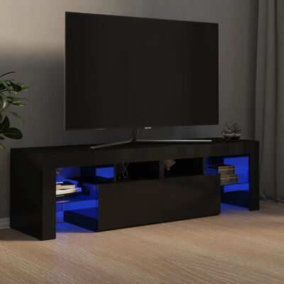 vidaXL TV-benk med LED-lys høyglans svart 140x36,5x40 cm