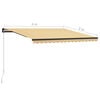 vidaXL Manuell uttrekkbar markise med LED 400x300 cm gul og hvit