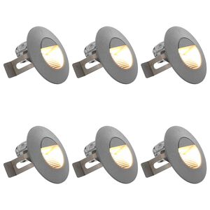 vidaXL Utend&oslash;rs LED-vegglamper 6 stk 2 W s&oslash;lv rund