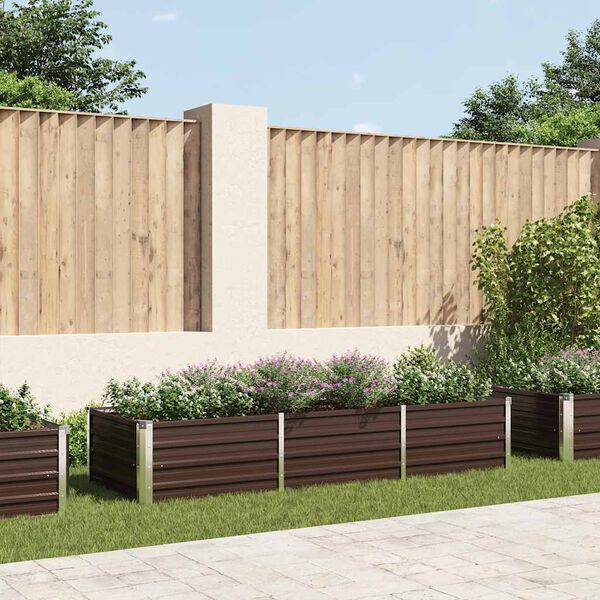 vidaXL Høybed brun 240x80x45 cm galvanisert stål