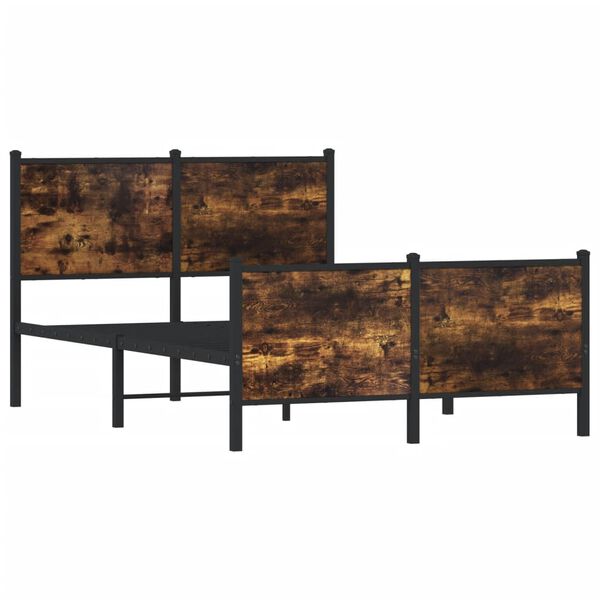 vidaXL Sengeramme i metall uten madrass r&oslash;kt eik 120x190 cm