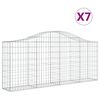 vidaXL Gabionkurver buede 7 stk 200x30x80/100 cm galvanisert jern