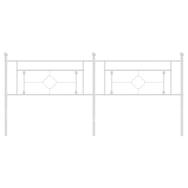 vidaXL Sengegavl i metall hvit 200 cm