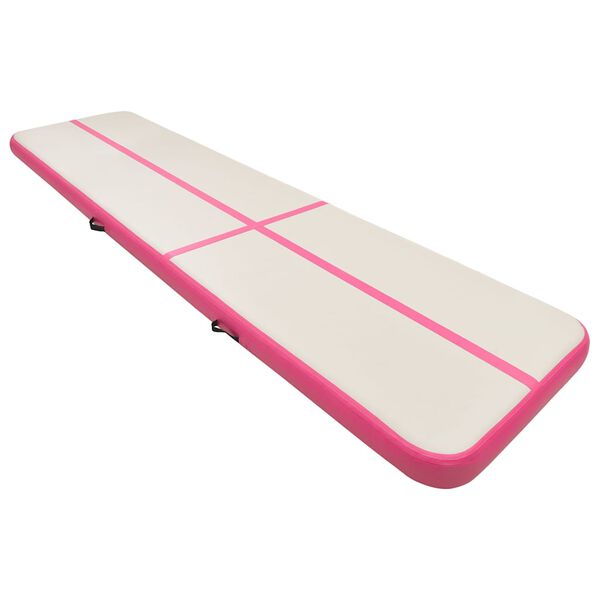 vidaXL Oppbl&aring;sbar gymnastikkmatte med pumpe 600x100x15 cm PVC rosa