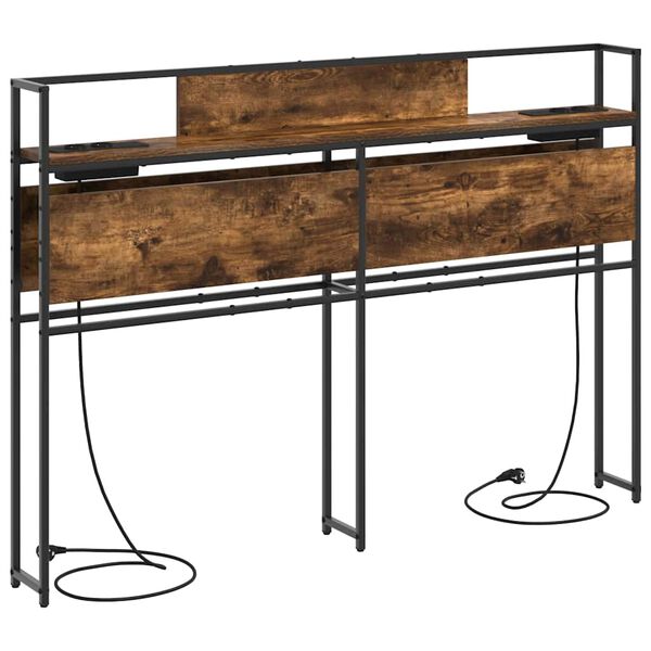 vidaXL Lagringshodegavl med hylle R&oslash;kt eik 150 cm Konstruert tre