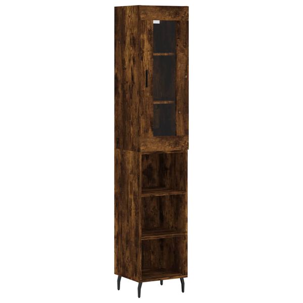vidaXL Highboard røkt eik 34,5x34x180 cm konstruert tre