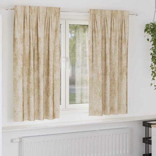 vidaXL Fløyel Gardiner med gardiner 2 pcs Krem 175 x 140 cm Fløyel