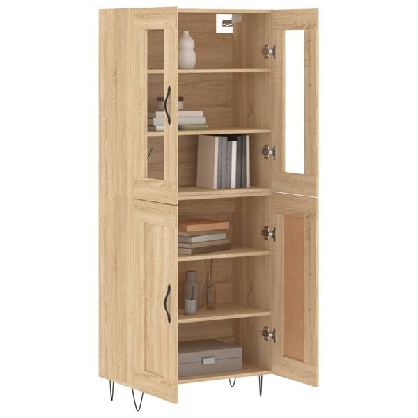 vidaXL Highboard sonoma eik 69,5x34x180 cm konstruert tre