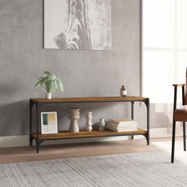 vidaXL TV-benk røkt eik 100x33x41 cm konstruert tre og stål