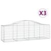 vidaXL Gabionkurver buede 3 stk 200x50x60/80 cm galvanisert jern