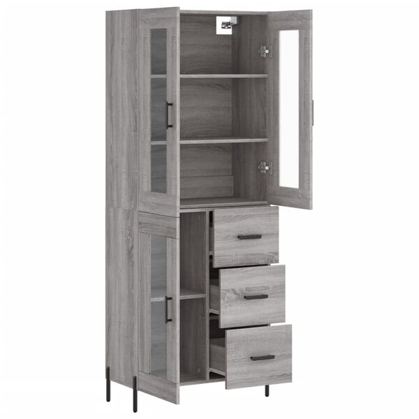 vidaXL Highboard gr&aring; sonoma 69,5x34x180 cm konstruert tre