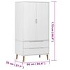 vidaXL Garderobe MOLDE hvit 90x55x175 cm heltre furu