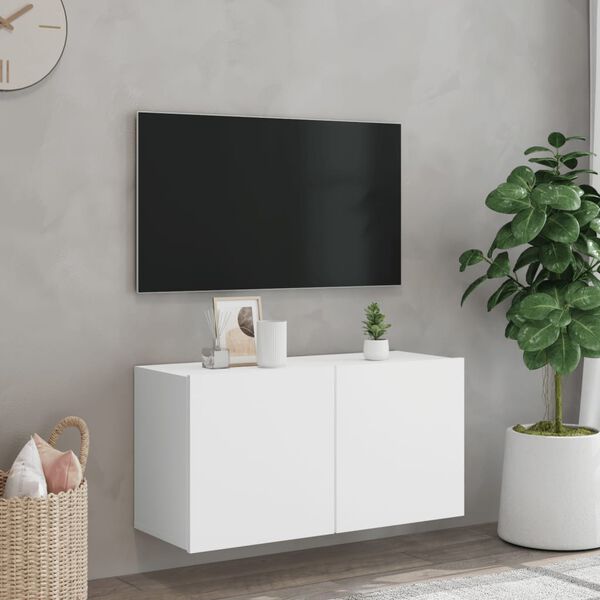 vidaXL Vegghengt TV-benk hvit 80x30x41 cm