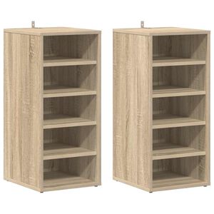 vidaXL Skoskap sonoma eik 2 stk 31,5x35x70 cm konstruert tre