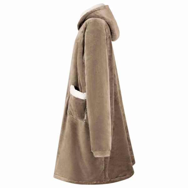 vidaXL Teppe-hettegenser Kamel 112 x 94 cm Fleece og Flanell