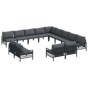 vidaXL Hagesofa Set med pute 13 pcs Svart Stål