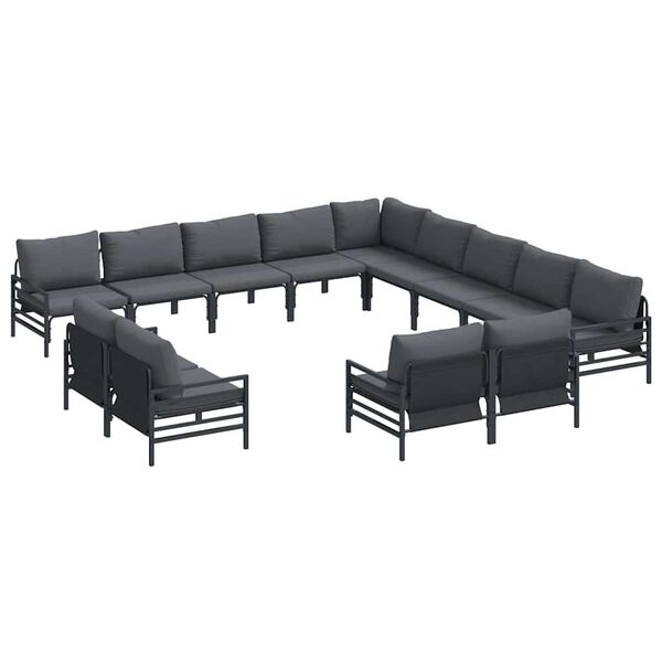 vidaXL Hagesofa Set med pute 13 pcs Svart Stål