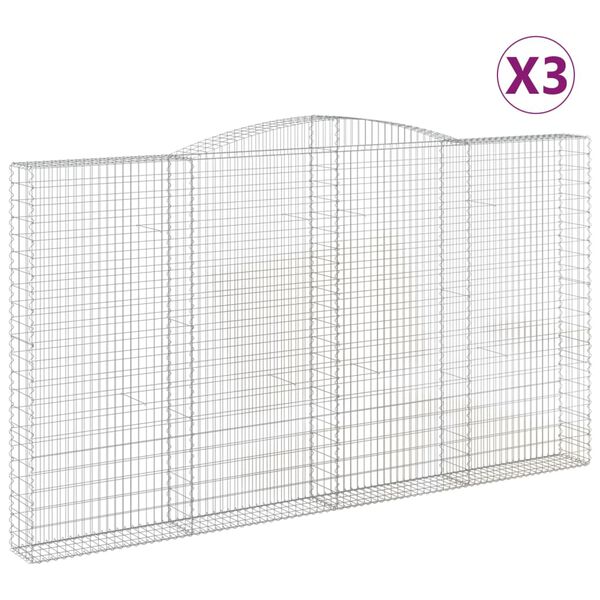 vidaXL Gabionkurver buede 3 stk 400x30x220/240 cm galvanisert jern