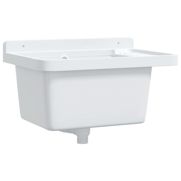 vidaXL Veggmontert servant hvit 50x35x24 cm harpiks