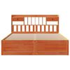 vidaXL Seng med bokhylle uten madrass voksbrun 200x200 cm heltre furu