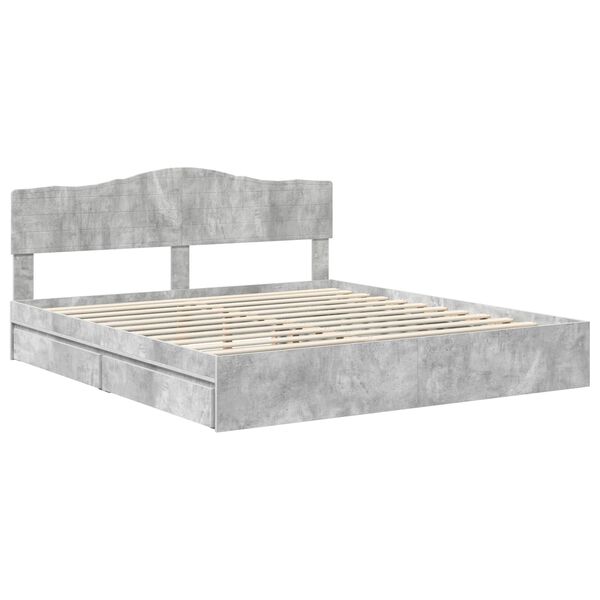 vidaXL Seng med Oppbevaring Betonggr&aring; 200 x 200 cm Konstruert tre