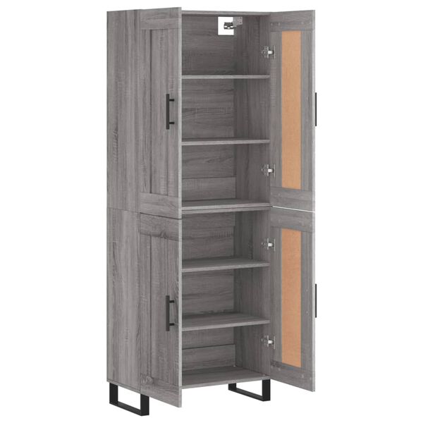 vidaXL Highboard gr&aring; sonoma 69,5x34x180 cm konstruert tre