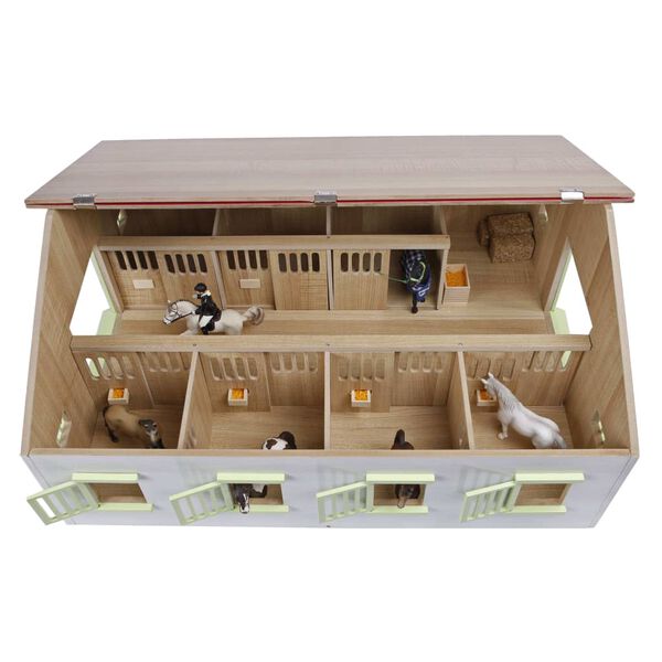 Kids Globe Stall med 7 bokser for hester 1:24 rosa 610189