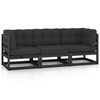 vidaXL Hagesofa med puter 3-seters heltre furu