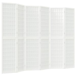 vidaXL Sammenleggbar romdeler 6 paneler japansk stil 240x170 cm hvit