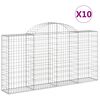 vidaXL Gabionkurver buede 10 stk 200x30x100/120 cm galvanisert jern